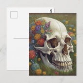 Skull and Flowers Briefkaart in Grass (Voorkant / Achterkant)