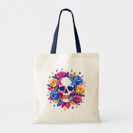 Skull and Flowers Tote Bag