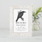 Skull and Lace Gothic Wedding Photo Save The Date (Staand voorkant)