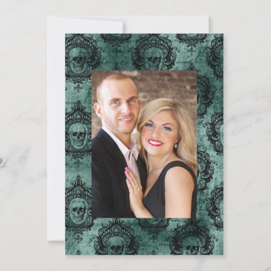 Skull and Lace Gothic Wedding Photo Save The Date (Achterkant)