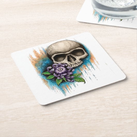"Skull and Mum" Custom Designer Drink Coasters Kartonnen Onderzetters (Schuin)
