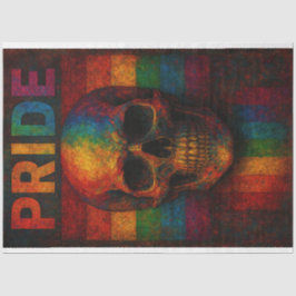 Skull and Pride Flag Fusion Decoupage Papier LGBTQ
