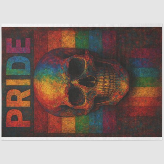 Skull and Pride Flag Fusion Decoupage Papier LGBTQ (Voorkant)