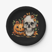  Skull and Pumpkin Art Papieren Bordje (Voorkant)