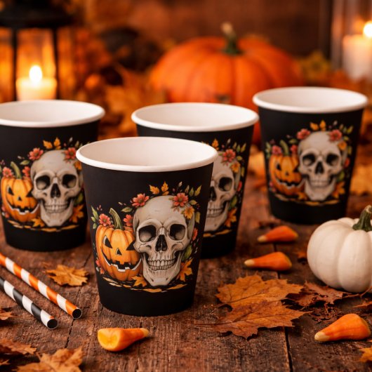  Skull and Pumpkin  Papieren Bekers
