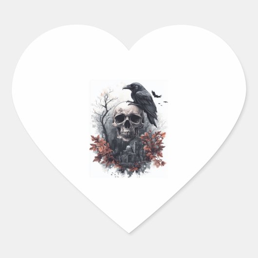 Skull and Raven Profetie Hart Sticker (Voorkant)