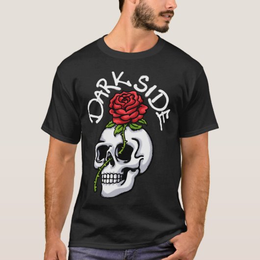 Skull and Red Rose streetwear T-shirt (Voorkant)