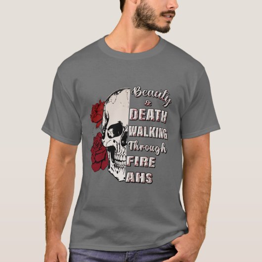 Skull and Rose Graphic Shirt – Gothic Quote Tee (Voorkant)