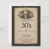Skull and Roses Death to my 30s Birthday Party Kaart (Voorkant)