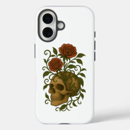 Skull and Roses Eternal Bloom Art Design iPhone 16 Hoesje