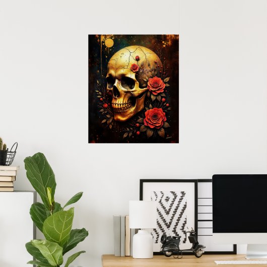 Skull and Roses Poster (Thuiskantoor)