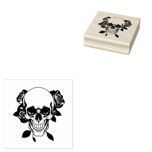 Skull and Roses Stamp Rubberstempel (Gestempeld)