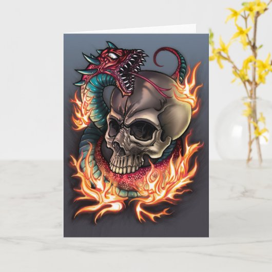 Skull and Snake Tattoo Kaart (Gele Bloem)
