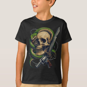 Skull and Snake Warrior beroemd gemaakt door Dark T-shirt