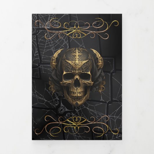 Skull and Spider Web Uitnodiging voor Halloween Pa (Cover)