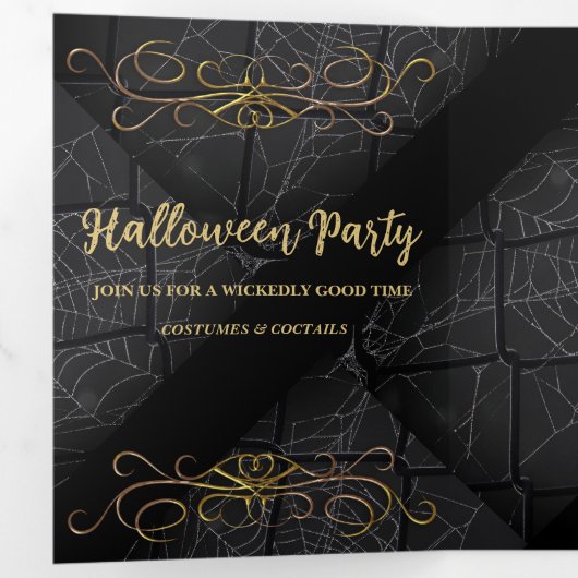 Skull and Spider Web Uitnodiging voor Halloween Pa (Binnenzijde eerst)