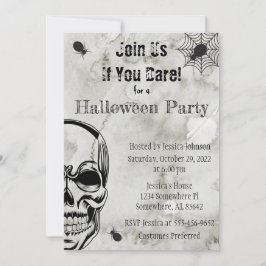 Skull and Spiders Halloween Party Invitation Kaart