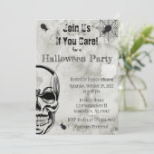 Skull and Spiders Halloween Party Invitation Kaart (Staand voorkant)