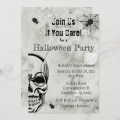 Skull and Spiders Halloween Party Invitation Kaart (Voorkant / Achterkant)