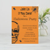 Skull and Spiders Halloween Party Invitation Kaart (Staand voorkant)