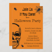 Skull and Spiders Halloween Party Invitation Kaart (Voorkant / Achterkant)
