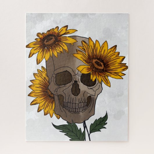 Skull and Sunflowers Puzzle Legpuzzel (Verticaal)