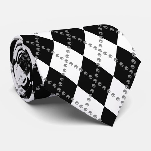 Skull Argyle Stropdas (Opgerold)