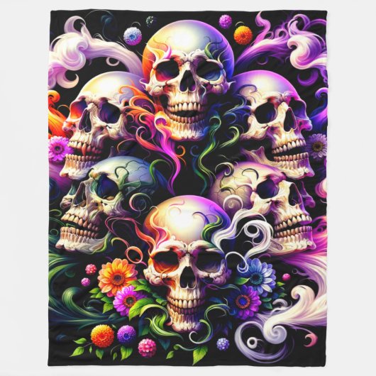 Skull Art Fleece Deken (Voorkant)