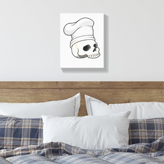 Skull as Cook with Chef hat Canvas Afdruk (Insitu (Slaapkamer))
