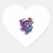 Skull Astronaut Explorer Hart Sticker (Voorkant)