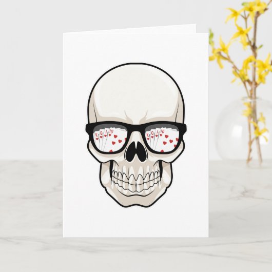 Skull at Poker with Sunglasses Kaart (Gele Bloem)