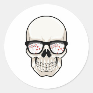 Skull at Poker with Sunglasses Ronde Sticker