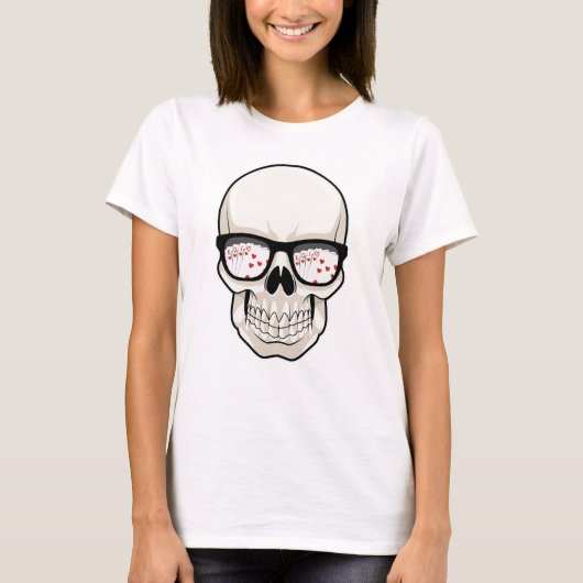 Skull at Poker with Sunglasses T-shirt (Voorkant)
