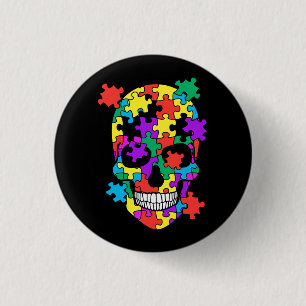 Skull Autism Awareness Mam Pap Kind Autism Support Ronde Button 3,2 Cm