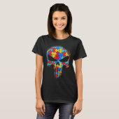 Skull Autism Awareness T-shirt mam Pap Kinder Auti (Voorkant volledig)