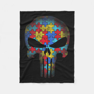 Skull Autism Awareness T-shirt mam Pap Kinder Auti Fleece Deken