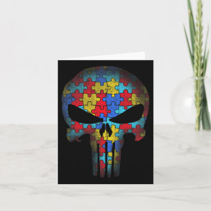 Skull Autism Awareness T-shirt mam Pap Kinder Auti Kaart
