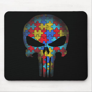 Skull Autism Awareness T-shirt mam Pap Kinder Auti Muismat
