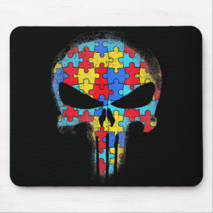 Skull Autism Awareness T-shirt mam Pap Kinder Auti Muismat