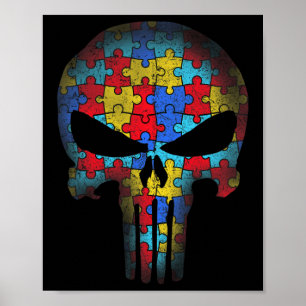Skull Autism Awareness T-shirt mam Pap Kinder Auti Poster