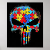 Skull Autism Awareness T-shirt mam Pap Kinder Auti Poster (Voorkant)