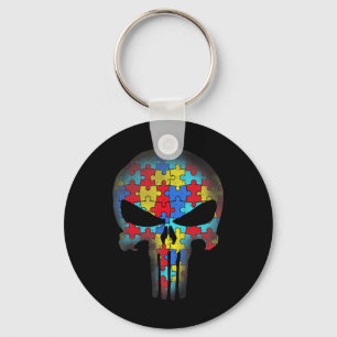 Skull Autism Awareness T-shirt mam Papa Kinder Aut Sleutelhanger