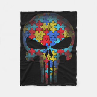 Skull Autism Awareness Tee Mom Dad Kids Autism  Fleece Deken