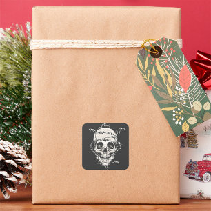 Skull Barbed Wire Vierkante Sticker