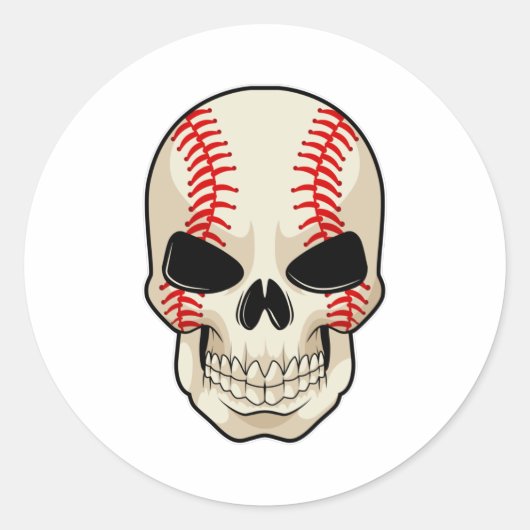 Skull Baseball Sports Ronde Sticker (Voorkant)