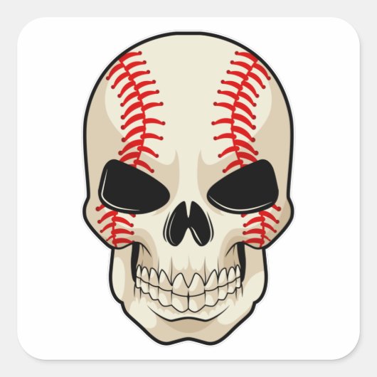 Skull Baseball Sports Vierkante Sticker (Voorkant)