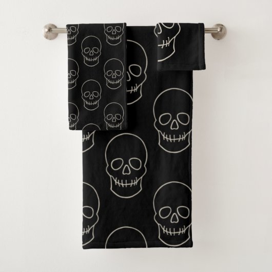 Skull - Bat Black en Bone White Bad Handdoek (Insitu)