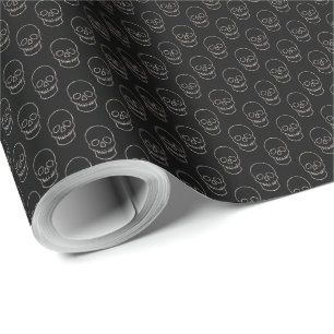 Skull - Bat Black en Bone White Cadeaupapier