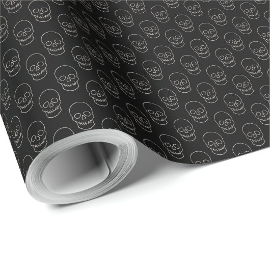 Skull - Bat Black en Bone White Cadeaupapier (Rol Hoek)