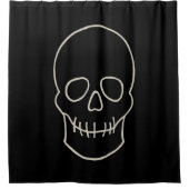 Skull - Bat Black en Bone White Douchegordijn (Voorkant)